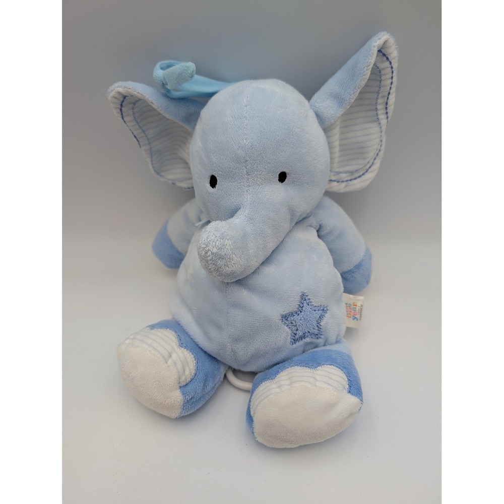 Just One Year Carters Musical Plush Elephant Blue Star Striped Ears Works